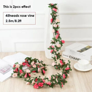 2.5m Fake Rose Vine Flowers Garland Plant Artificial Flower Hanging Rose Ivy Home Hotel Wedding Party