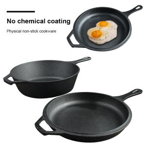10 Inch Cast Iron Frying Pan Pre-Seasoned Chefs Pan for Frying Baking Grilling Indoor Outdoor Cooking