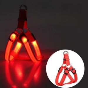 MUQZI Light Up LED Dog Harness Adjustable Rechargeable Luminous Pet Chest Strap Breathable Flashing Dog Glowing Vest Night Walking The Dog