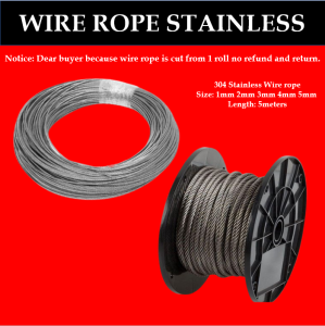 Toyu 5 Meters Grade 304 Stainless Steel Cable 1-2-3-4-5-6mm Lifting/Pulling Wire Rope