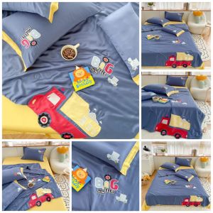 (💥 FREESHIP MAX) SET 4 MÓM CHĂN GA GỐI LỤA TENCEL CHO BÉ TRAI- MỀN CHẦN HÈ TENCEL100% NHẬP KHẨU