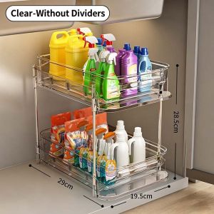 【SG Stock】Kitchen Cabinet Storage Box/ 2/3 Layered Storage Rack Under Bathroom Cabine/ Pull Out Bathroom Sink Storage Rack