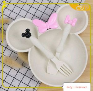 Mangkok Mickey Bahan Jerami / Piring anak Mickey mouse / Mangkuk Makan anak2