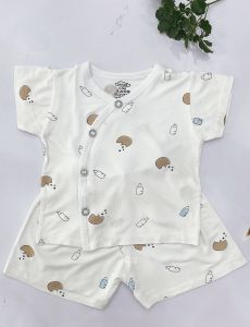 Bộ cộc sơ sinh cài lệch thun lạnh màu hoạ tiết Việt Thắng Kids cho bé gái và bé trai