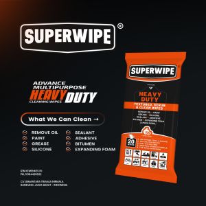 SUPERWIPE Heavy Duty Textured Scrub & Clean Wipes 20’s. Remove Oil. Paint. Grease. Silicone. Sealant. Adhesive. Bitumen. Expanding Foam