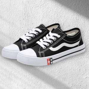 Sepatu Anak Sekolah Laki Laki Perempuan untuk SD SMP dan SMA Sneakers Tali Hitam Putih