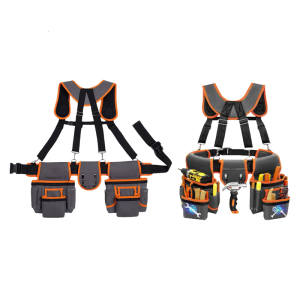 Magnetic Tool Belt For Electricians And Carpenters With Detachable Nail Pouch Hammer Holder And Measuring Tape Pocket