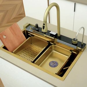 Kitchen Sink 7545 Gold Piano Stainless Embosing Modern Sink /Bak Cuci Piring Minimalis Gold