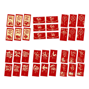 6 Count Glitters Frosted Red Pouches Vietnamese Design Celebrating 2026 Year of the Horses Traditions Paper Texture