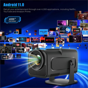 Techaxis HY320 Projector 4K Android 11 Native 1080P 10000Lumens Dual Wifi6 BT5.0 1920*1080P Cinema Video Game Console Upgrated