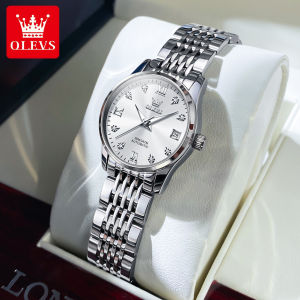 OLEVS 2022 New Automatic Watch For Women Waterproof Sapphire Glass Mirror Diamond Dial Original Stainless Steel Ladies Watch Sliver/Sliver-gold