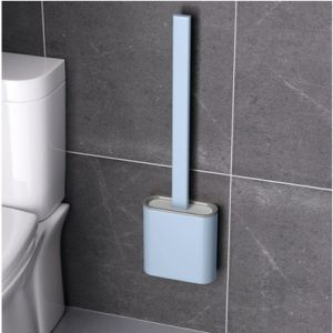 Silicone Toilet Brush and Holder Set for Bathroom Flexible Brush Head Deep Cleaning Corner Toilet Bowl Brush/用于浴室的硅胶马桶刷和支架套装，灵活的刷头深度清洁角马桶刷