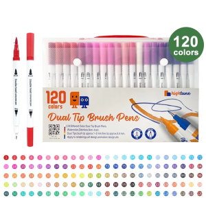HIGHTUNE 12/24/36/48/60/80/100 Colors Watercolor Brush Pen Dual Tip Highlighter Marker Set for Paint