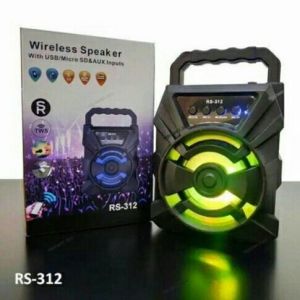 SPEAKER BLUETOOTH WIRELESS PORTABLE RS-312 MENGGUNAKAN MEMORY CARD SUARA BAGUS