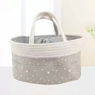 Diaper Caddy Organizer for Baby Cotton Rope Baby Gift Basket Portable Diaper Organizer for changing table Diaper Nursery Storage Organize