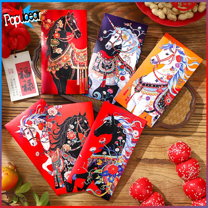 6 Pcs Chinese New Year Red Envelope 2026 Year of The Horse Lucky Money ...
