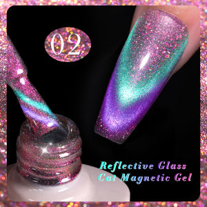 BORN PRETTY 10ml Double Light Reflective Glass Cat Gel Rainbow Color Gel Nail Polish Semi Permanent Soak Off Sparkling Nail Varnish