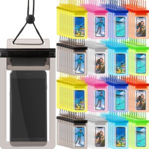 Shinylin 200 Pcs Universal Waterproof Phone Pouch Bulk Waterproof Cellphone Case Underwater Snorkeling Dry Bag Case Lanyard Clear Phone Protector for Beach Swimming Floating 6.69 x 3.15 Inch
