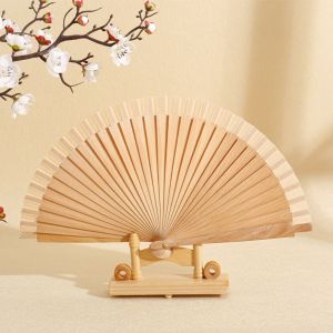 RGFV Solid Color Spanish Plain Fan Simple Handmade Decorative Props Fan Modern Art Craft Pure Wood Folding Fan Props