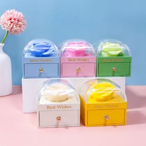 CHLOCH Giấy Hộp trang sức hoa hồng Dòng sản phẩm màu macaron Lõi xốp Hộp đựng đồ trang sức Tinh tế Hoa hồng nhân tạo trang trí Hộp đựng mỹ phẩm Hộp đựng nhẫn và dây chuyền