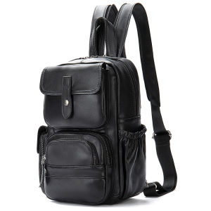 EDERN กระเป๋าเป้หนังแว็กซ์น้ำมันย้อนยุคสำหรับผู้หญิงกระเป๋าคาดอกหนังแท้อเนกประสงค์กระเป๋าสะพายข้างลำลองแฟชั่นกระเป๋านักเรียนความจุขนาดใหญ่