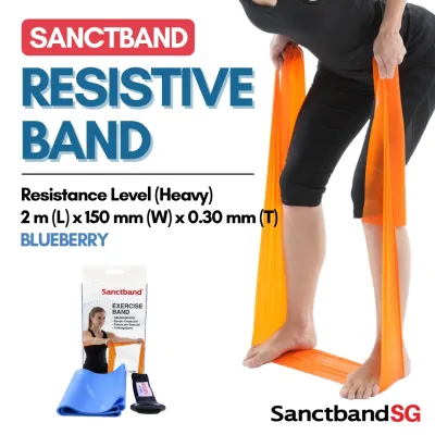 Sanctband Resistance Bands 2m Length Resistive Bands Heavy Resistance Band Level 4 Exercise Band Blueberry Exercise Bands