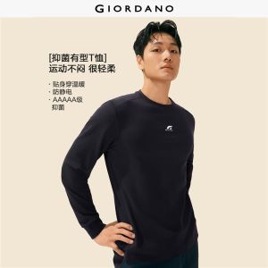 Giordano Men G-MOTION print fleece-lined seam detail tee Free Shipping 01026789