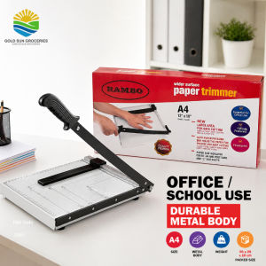 Authentic RAMBO Heavy Duty Metal Paper Trimmer A4 Size 12" x 10" Guillotine Machine Accurate Grid Lines Indicator B7 Postcard Cutting Tool Office Preferred Industrial Steel Base 1.5kg