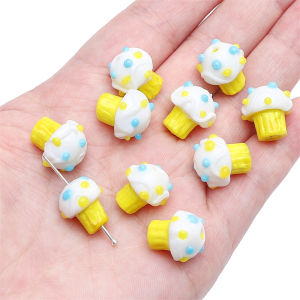 1PC 13x15mm Colorful Glass Lampwork Loose Beads Cute Ice Cream Cake Beads For Handmade Bracelet Necklace Keychain DIY Jewelry Making Accessories