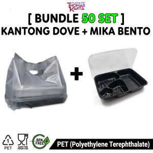 BUNDLE 50 SET Kantong Plastik Dove + Mika Bento 4 Sekat
