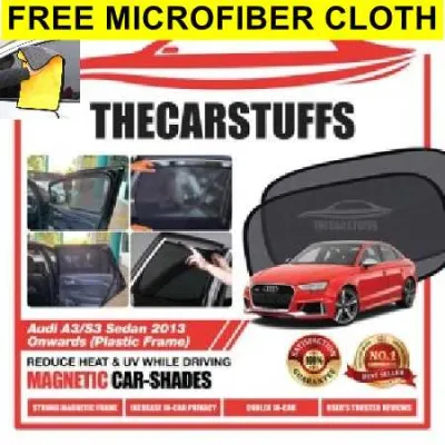 Audi A3/S3 Sedan 2013- 2020 (4 pcs) (Plastic Frame) Magnetic Sunshade