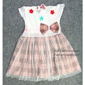 Promo Dress anak 2 Tahun Dress renda kotak tile street Dress Brukat Butterfly Gaun Anak Perempuan Katun Kids Cewek Princess