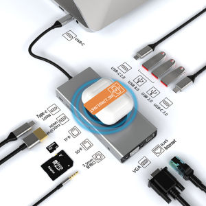 Hub chuyển đổi USB Type-C đa năng 13 in 1 có chức năng sạc không dây - T0431