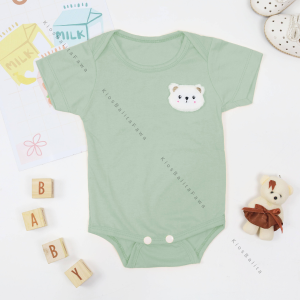 (Bahan Katun) Jumper Bayi Beruang uk 0-6 Bulan SNI / New Born Jumpsuit Baby Baru Lahir Lengan Pendek Laki Laki Perempuan Karakter Polos Baju Anak 0 6 Bulan Kiosbalitafawa