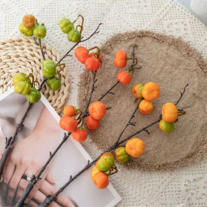 JPTD Realistic Artificial Pumpkin Branches Handmade Foam Fake Plants Bonsai Decoration Flower Arrangement Simulation Pumpkin Home Decor