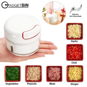 Multifunctional Mini Food Chopper Manual Speedy Vegetables & Fruits Slicer Garlic Ginger Cutter Meat Mincer Blender Crusher Stainless Steel Sharp Blade Kitchen Helper Kitchen Accessories