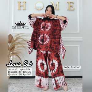 PROMO COD Setelan Baju Atasan Dan Celana Rayon Motif Kekinian Lou is Set Ti Amo