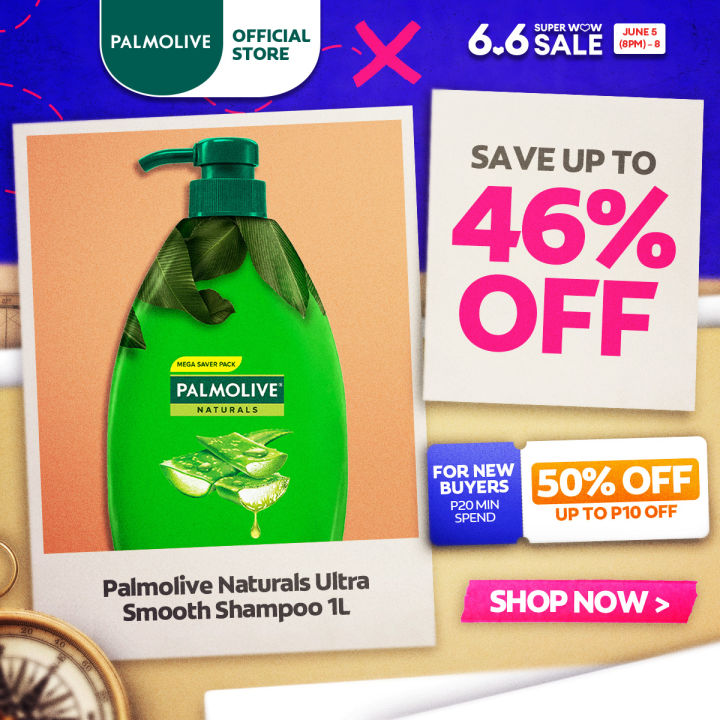 Palmolive Naturals Ultra Smooth Shampoo - with Aloe Vera, for Normal Hair, 1L Pump