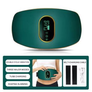 Abdominal Massager Belt Electric Pulse Vibration Waist Massager with 45°C Hot Compress 5 Modes 18 Levels Adjustable Heating Massage Belt for Abdomen Waist Back Home Use