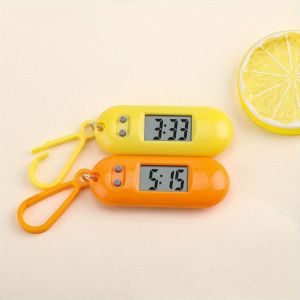 FULUPUGANG Key Display Digital Electronic Clock Keychain Table Time Display Oval Watch Electronic Watch Keyring Backpack Watch Small Mini LED Digital Clock Student