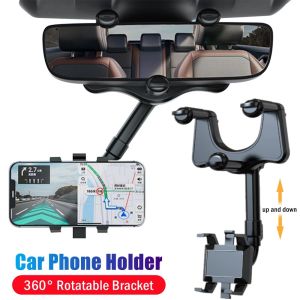 New Rotatable and Retractable Car Phone Holder Windscreen Holder Multifunctional 360° Rearview Mirror Phone Holder for Car Universal Vehicle Rear View Mirror Phone Holder for All Car and Mobile Phones Rearview Holder Car Mount