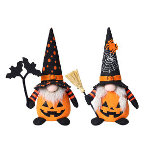 Ginca Halloween Gnome DecorationsHandmade Pumpkin Bat Ornaments Swedish Tomte Nordic Plush Elf Doll Nisse Adorable Gnome