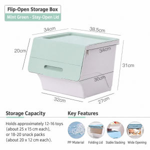 【DAILY ESSENTIAL】 Stackable Front-Opening Storage Box | Folding Lid Five Colours