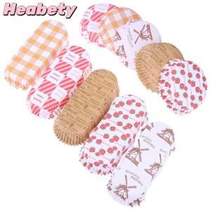 Heabety 100Pcs Bread Paper Tray Baking Cups Muffins Hamburger Oil-Proof Practical Mini Snack Heat Resistant Cake Tools