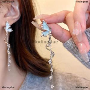 [COD] Modingdue Romantic Long Butterfly Tassel Earrings For Women Delicate Blue Butterfly Dangle Earrings Jewelry Gift