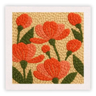 RUOPOTY Flower Punch Needle Kit Handiwork Art Hand Embroidery Kit Flower Punch Needle Tool Interior Diy Gift