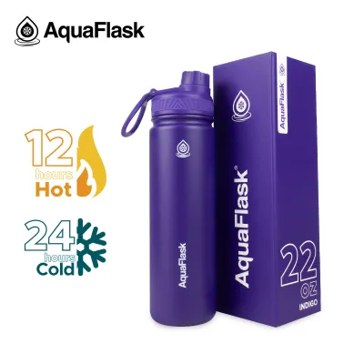 AquaFlask (22oz) Aqua flask Wide mouth w/ flip cap Vacuum Insulated Stainless Steel Drinking Water Bottle