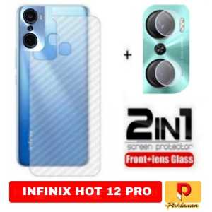 PROMO PAKET 2 IN 1 Garskin Carbon INFINIX GT 10 PRO 5G / INFINIX HOT 12 PRO Anti Gores Bagian belakang