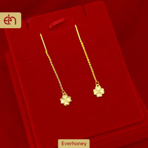 916 Gold Drop Leaf Threader Earrings Pull Through Long Chain Tassel Drop Hypoallergenic Lightweight Dainty Fine Jewelry Women Girl Teen Gift