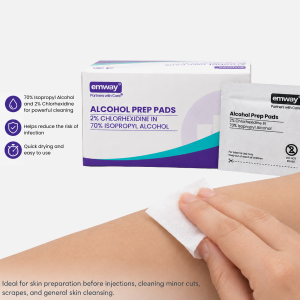 EMWAY Alcohol Prep Pads 2% Chlorhexidine in 70% Alcohol Pads (100 pads)
